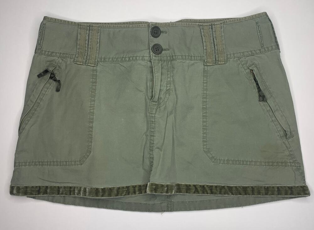 vintage Y2K Abercrombie & Fitch mini skirt olive green utility size 6 mallcore